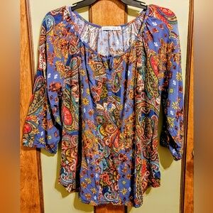 Anthropologie:Figueroa & Flower Petite Large Paisley Floral Peasant Blouse – PXL